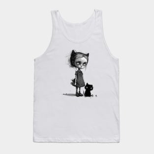 Little Girl with black Cat Tank Top